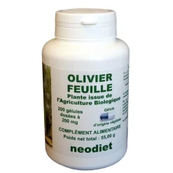 Gélules de feuilles d’olivier bio en boite de 200 unités