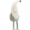 Gnome assis en tissu avec bonnet en maille floquée et flocons - 20 x 14 x 67 cm