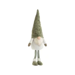 Gnome blanc debout avec bonnet vert Gus grand modèle - 87 cm