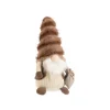 Gnome brun et beige assis avec bonnet fluffy petit modèle - 42 cm