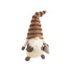 Gnome brun et beige assis avec bonnet fluffy grand modèle - 62 cm