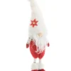 Gnome debout en tissu rouge avec bonnet à petit flocon - 13 x 10 x 45 cm