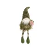 Gnome vert et brun avec hotte en jute et jambes flexibles - 46 cm