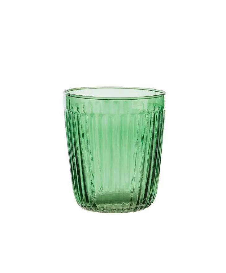 Gobelet décor côtelé coloris vert en verre - 9 x 8 cm