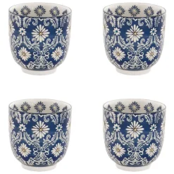 Gobelets en grès bleu peints à la main Coffret Almada - 4 x 15 cl