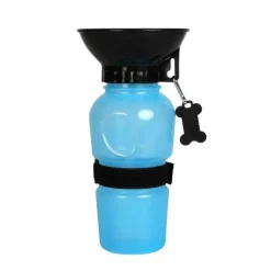 Gourde avec bol intégré bleue pour chien Wouapy - 500 ml