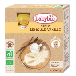 Gourde Crème Semoule Vanille bio dès 6 mois - 4 x 85 gr