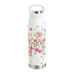 Gourde en acier inoxydable blanc à fleurs multicolores Amor Amor 700 ml - Ø 8 x H 27 cm