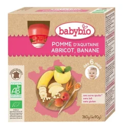 Gourdes Pomme Abricot Banane bio dès 6 mois - 4x90 gr