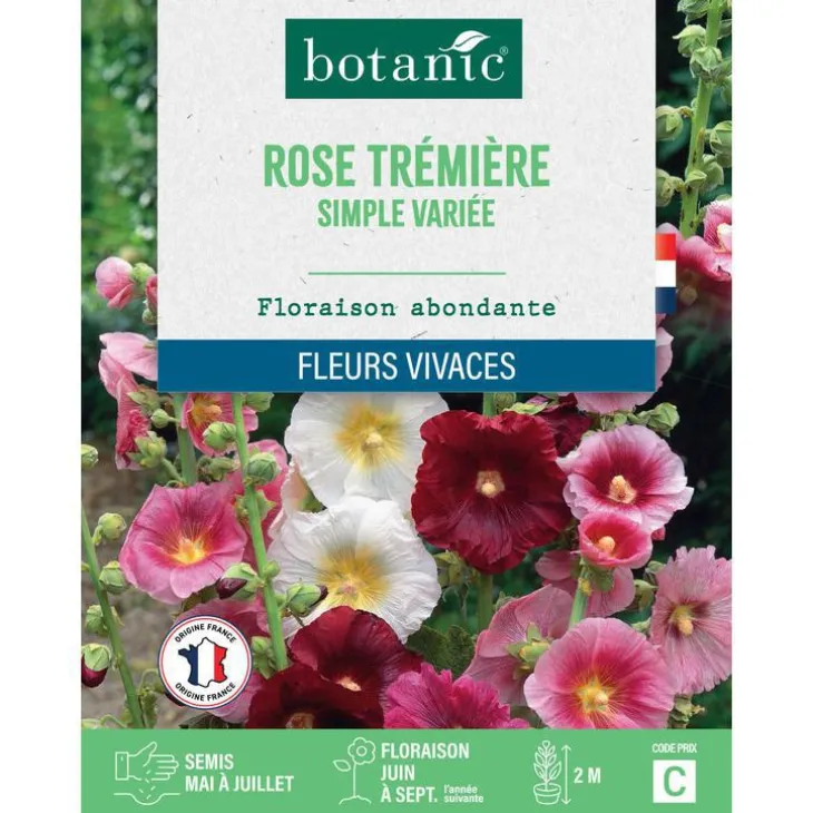 Graines de fleurs de Rose trémière simple variée botanic®