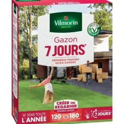 Graines de gazon à semer prise rapide en 7 jours Vilmorin - 3 kg