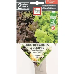 Graines présemées de duo de Laitues à couper bio Ernest Turc - 2 rubans de 1 m