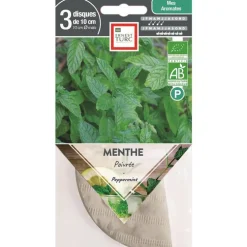 Graines présemées de Menthe poivrée bio Ernest Turc - 3 ronds de 10 cm