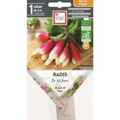 Graines présemées de Radis de 18 jours bio Ernest Turc - 1 ruban de 3 m