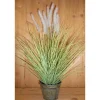 Graminée Jonc artificiel pot zinc 80x45,5x15 cm