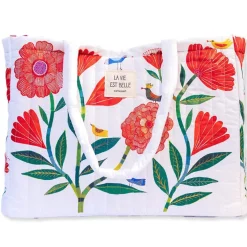 Grand cabas matelassé Cartesdart Pivoines - 46 x 15 x 36 cm