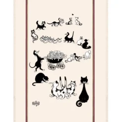 Grand Torchon coloris écru en coton Dubout Multi-Chats Winkler – 60 x 80 cm
