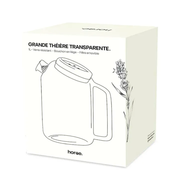 Grande théière coloris transparent en verre soufflé Horae - 1 L