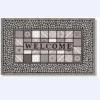Grattoir en caoutchouc motif carreau galet gris Sweetsol Welcome - 60 x 40 cm