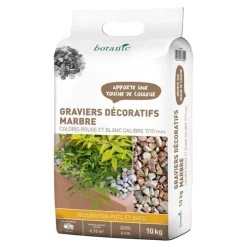 Graviers décoratifs de marbre blanc rouge 7 à 15 mm en sac de 10 kg