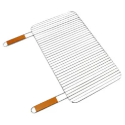 Grille simple Somagic en acier chromé avec manche en bambou - 67 x 40 cm