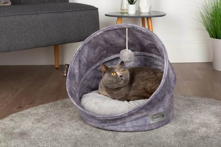 Grotte pour chat gris Kensington Scruffs – Taille 44 x 44 x 48 cm
