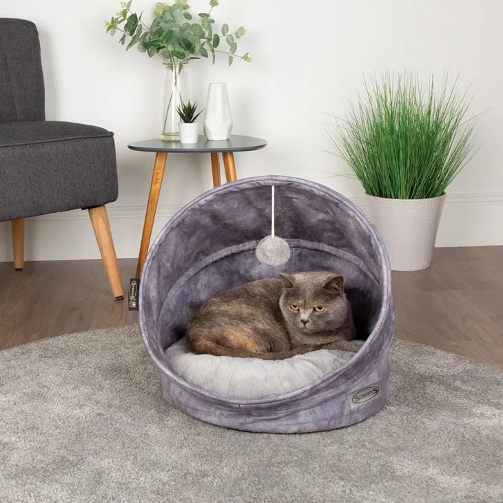 Grotte pour chat gris Kensington Scruffs – Taille 44 x 44 x 48 cm