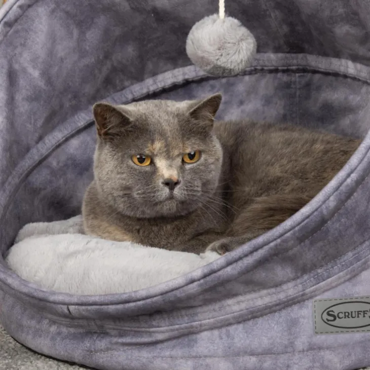 Grotte pour chat gris Kensington Scruffs – Taille 44 x 44 x 48 cm