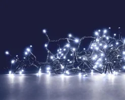 Guirlande lumineuse à 170 LED blanc froid + 30 LED flash sur câble vert Flicker Light® Compact - 5 m