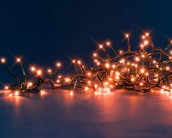 Guirlande lumineuse à 170 LED cuivre + 30 LED flash sur câble vert Flicker Light® Compact - 5 m