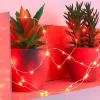 Guirlande lumineuse à 150 micro-LED rouge animée sur câble argent - 7,5 m