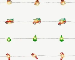 Guirlande lumineuse avec motif coloré de Noël à 20 micro-LED blanc chaud et câble argent sur piles - 1,90 m