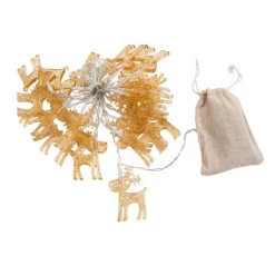Guirlande lumineuse avec rennes beige et 20 LED blanc chaud sur piles - 2,8 m