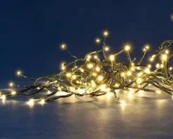 Guirlande lumineuse grappe à 600 LED blanc chaud sur câble vert Flicker Light® - 8 m