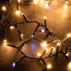 Guirlande lumineuse LED à lumière fixe blanc chaud sur secteur 60 flash - 9 m