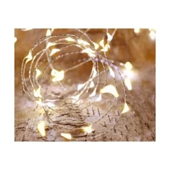 Guirlande solaire batterie remplaçable micro 200 LED coloris blanc chaud Blachere - 20 m