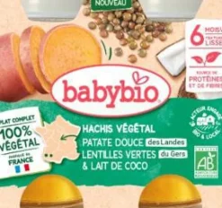 Hachis végétal patate douce des Landes lentilles vertes Baby Bio - 2 x 200 g