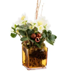 Hellébore en verrerie bronze