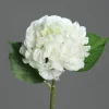 Hortensia artificielle avec 3 feuilles coloris crème - 44 cm