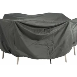 Housse pour table et fauteuil coloris gris en coton polyester - 250 x 150 x 90 cm