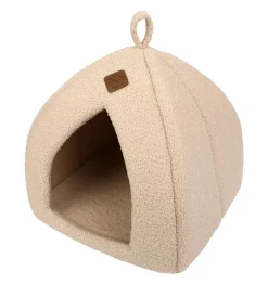 Igloo pour chat écru Wouapy Teddy petit modèle - 35 x 35 x 38 cm