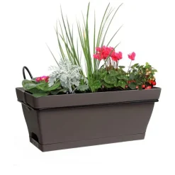 Jardinière Babyroméo + soucoupe clipsée et support métal Taupe