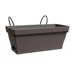 Jardinière Babyroméo + soucoupe clipsée et support métal Taupe