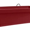 Jardinière en plastique rouge cerise avec soucoupe clipsée et support Poetic BabyRomeo - 28 x 16 x 10 cm