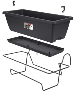 Jardinière en polypropylène anthracite Elho Barcelona - 49,5 x 27,5 x 18,5 cm