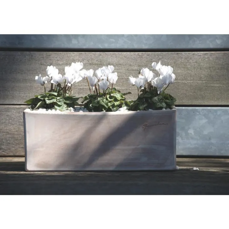 Jardinière haute en terre claire 52x20x25 cm