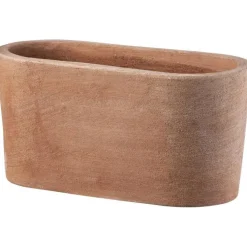 Jardinière ovale moderne en terre cuite beige 30x15xH15 cm