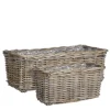 Jardinière panier rectangulaire en osier gris Marcia petit modèle