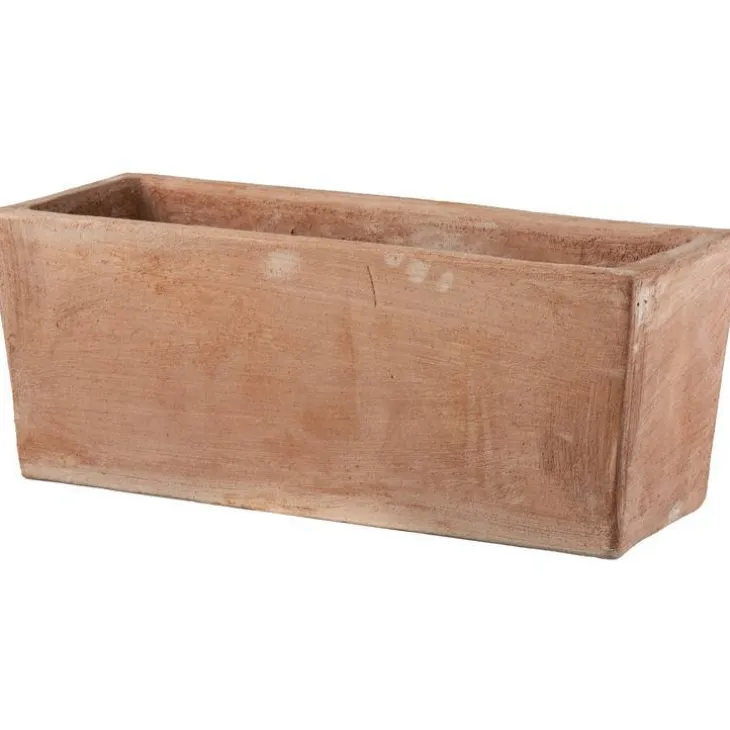 Jardinière rectangulaire moderne en terre cuite beige 30x15xH15 cm