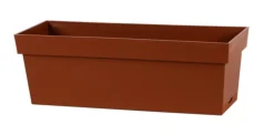 Jardinière toscane Poetic botanic® avec plateau clipsé coloris marron en plastique recyclé 10 L - 50 x 18 x 16,7 cm